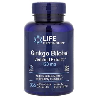 Life Extension, гинкго билоба, 120 мг, 365 вегетарианских капсул